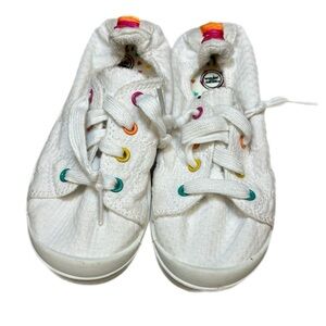 Wonder Nation White Memory Foam Sneakers with Rainbow Eyelets Girls Size 11